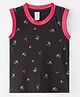 Pink Rabbit Single Jersey Sleeveless T-Shirt Palm Tree Print - Black