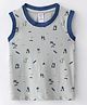 Pink Rabbit Single Jersey Sleeveless T-Shirt Beach Theme Print - Light Grey