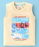 Pink Rabbit Single Jersey Sleeveless T-Shirt Beach Theme Print - Yellow
