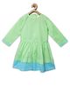 Charkhee Three Fourth Sleeves Colour Blocked Dress - Green