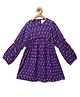Charkhee  Cotton Three Fourth Sleeves Polka Dots Printed  Dress - Purple