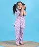 Polka Tots Cotton Woven Half Sleeves Donuts Printed  Night Suit  - Purple