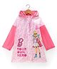 Babyhug Full Sleeves Below Knee Length Raincoat Barbie Print - Pink