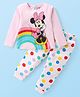 Babyhug Disney Single Jersey Knit Full Sleeves Night Suit with Polka Dots &  Minnie Mouse Graphics - Pink