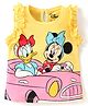 Babyhug Disney Cotton Frill Sleeves Top With Frills Detailing Minnie Mouse & Donald Duck Graphics - Yellow