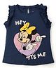 Babyhug Disney Cotton Sleeveless Top With Frills Detailing & Minnie Mouse Graphics - Navy Blue