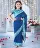 Little Bansi Half Sleeves Floral Printed Coordinating Blouse & Saree Set - Blue & Peacock Green