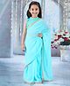 Little Bansi Sleeveless Floral Zari Work Blouse With Gota Lace Embellished Ready To Wear Saree - Sky Blue