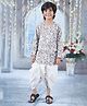 Little Bansi Full Sleeves Floral Swirl Printed Coordinating Kurta & Dhoti Set - White