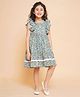 Little Bansi Frill Sleeves Floral Printed Dress - Green
