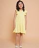 Little Bansi Frill Sleeves Schifli Embroidered Dress - Yellow