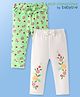 Babyoye Cotton Full Length Legging With Floral Print & Bow Applique Pack of 2 - Green & White