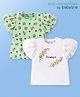 Babyoye Cotton Lycra Knit Half Puffed Sleeves Tops with Floral Print Pack of 2 - White & Light Green