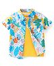 Babyhug 100% Cotton Woven Half Sleeve Tropical Theme Shirt with T-Shirt - Multicolor