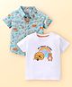 Babyhug Cotton Woven Printed Half Sleeves  Shirt With T-Shirt - Multicolour