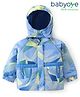 Babyoye Woven Full Raglan Sleeves Padded Hooded Jacket With Abstract Print - Light Blue