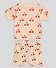 Somersault Cotton Half Sleeves Cherry Printed Tee & Shorts Set - Beige