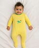 Somersault Interlock Knit Full Sleeves Hap Pea Greens Text Printed Sleepsuit - Yellow