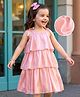 Kookie Kids Sleeveless Party Layered Frock Solid Colour - Pink