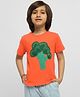 Somersault Half Sleeves Broccoli Applique Tee -Orange