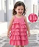 Kookie Kids Sleeveless Layered Frock with Mock Buttons - Pink