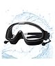 KARBD Swimming Goggles Large Frame Wide View Big Glasses with Connected Ear Plugs - Black