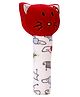 SnugglePuff Soft Kitty Rattle, Two Sounds: Rattle & Squeaker, Embroidered Face  Red