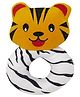 SnugglePuff Soft Tiger Rattle, Embroidered Face  Orange