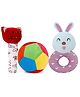 SnugglePuff Combo (3-in-1): Kitty & Bunny Rattles, 11cm Ball  Multicolor