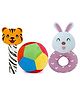 SnugglePuff Combo (3-in-1): Tiger & Bunny Rattles, 11cm Ball  Multicolor