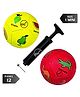 KARBD PVC Football with Pump & Pin - Size 1, 12 Panel, Red Animals & Lemon Fruits Learning