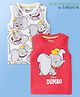 Babyoye Disney Cotton Interlock Sando Vest With Dumbo Print Pack of 2 - Red & Offwhite