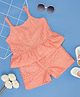 Pantaloons Junior Sleeveless Lace Detailed Coordinated Top & Shorts Set - Peach