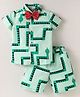 Lil' Drama Half Sleeves Snake Printed Cotton Shirt & Shorts Set  -  Green