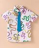 Lil' Drama Half Sleeves Snake Printed Cotton Shirt  - White