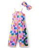Lil' Drama Sleeveless Checked & Frill Detailed  Cotton Jumpsuit   - Multi Colour