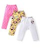Babyhug Disney Interlock Knit Full Length Diaper Leggings With Minnie Mouse Graphics Pack Of 3 - Yellow White & Pink