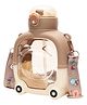 Paper Moon Kids Bear Shape Leak-proof Push Lock Water Bottle with in-built Straw and Strap 1000ml Capacity for School - Color May Vary
