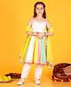 Jilmil Girls White Multicolor Cotton Dress with pant & Dupatta (set of 3)