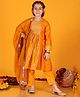Jilmil Girls Anarkali Neon Orange Silk Dress with Pant & Dupatta (set of 3)