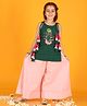 Jilmil Girls Embroidered Green Shreenathji Cotton Kurta with Sharara (set of 2)