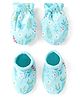 Babyhug Mittens and Booties Floral Print - Blue