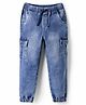 Pine Kids Ankle Length Washed Denim Jeans with Cargo Pocket - Blue