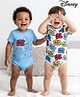 Babyhug Disney    Ineterlock Knit     Half Sleeves Onesies with Chip & Dale Graphics Pack of 2   - Blue & White