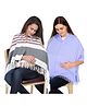 Lulamom Multi-Purpose Breast Feeding Nursing Striped Shawl - Pack of 2 (Maroon & Sky blue)