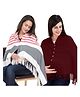 Lulamom Multi-Purpose Breast Feeding Nursing Shawl - Pack of 2 (Red stripes & Maroon solid)