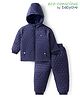 Babyoye Knit  Quilted Full Sleeves Winter Wear Hooded Jacket & Jogger Set with Pocket Detailing  - Navy Blue