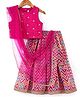 Babyhug Woven Sleeveless Sequined Embroidered Choli with Chevron Printed Dhari Lenhenga & Dupatta Set - Multicolour