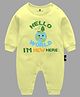 The Peppy Tend Full Sleeves Hello World Im New Here Text Printed Cotton  Romper - Yellow