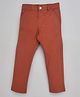YOUMAA 100% Soft Elastane Cotton Solid Trousers - Rust Brown